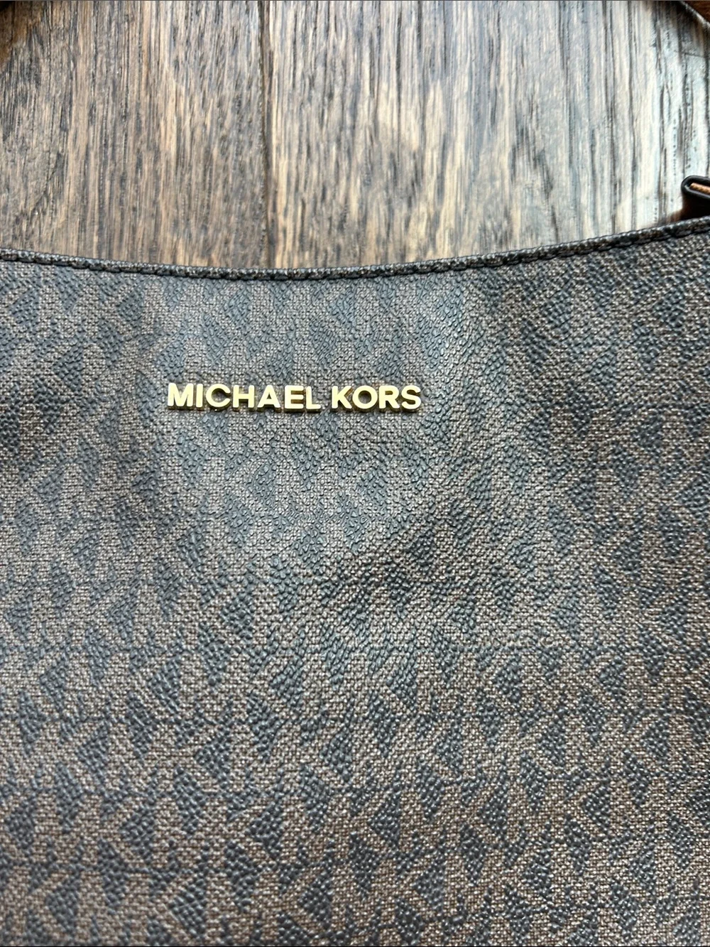 Michael Kors Dark Brown Signature Monogram Hobo Bag